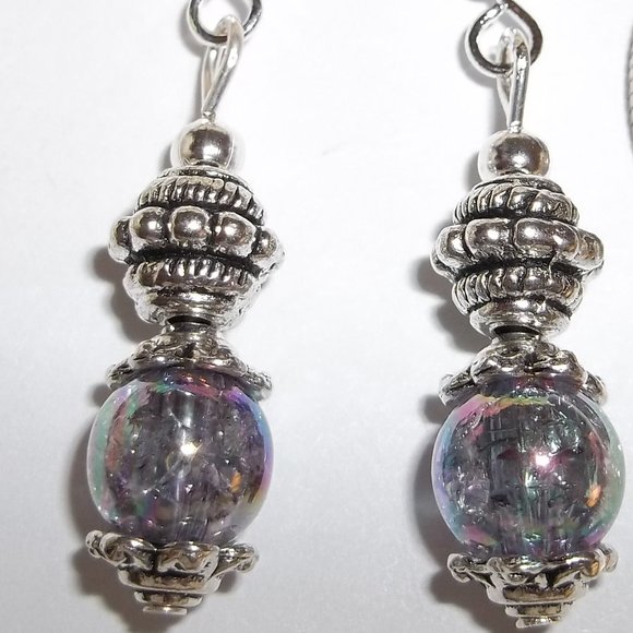 Funky Purple Beaded Earring Set Handmade NWT 4146 - Picture 6 of 7